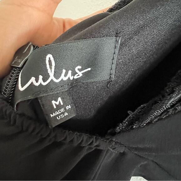 Lulu's Story of a Starry Night Black Backless Lace Maxi Dress Slit Medium - Picture 7 of 10